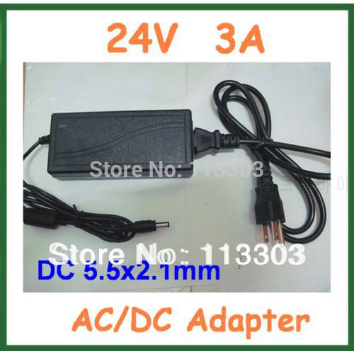 AC DC Power Adapter 24V 3A 72W Power Supply Adapter with EU US AU UK plug AC Cable 5.5x2.1mm / 5.5*2.1mm