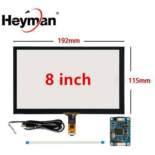 8 Inch 192mm*116mm Raspberry Pi Tablet PC Navigation Capacitive Touch Digitizer Screen Panel Glass USB Driver Board