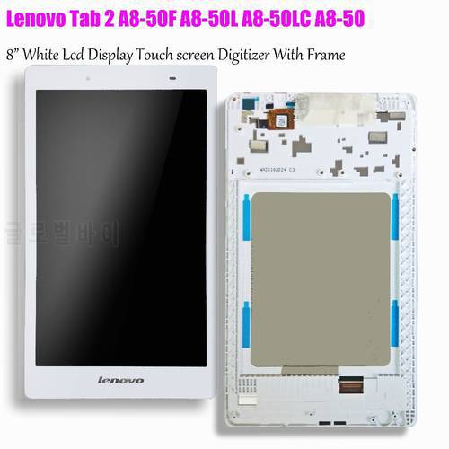 8 inch Touch Screen and lcd display matrix With Frame Assembly For Lenovo Tab 2 A8-50 A8-50F A8-50L ZA04 A8-50LC LCD Display