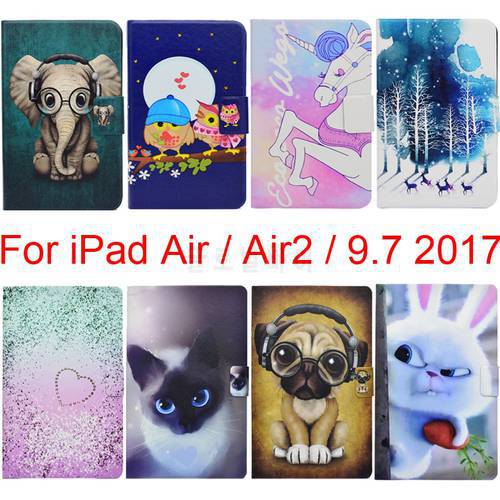 Anti Knock Silicon Cover For iPad 9.7 2017 2018 Case For iPad air 2 iPadair Elephant Dog Cat Rabbit Horse Owl Heart Tree Print