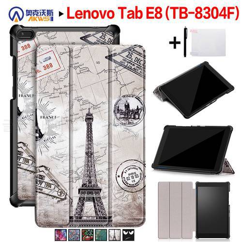 Slim Case for Lenovo TAB E8, TB-8304F, Magnetic Cover for Tab E8 2018, PU Leather Stand Folding Shell Funda Tablet E8 Capa