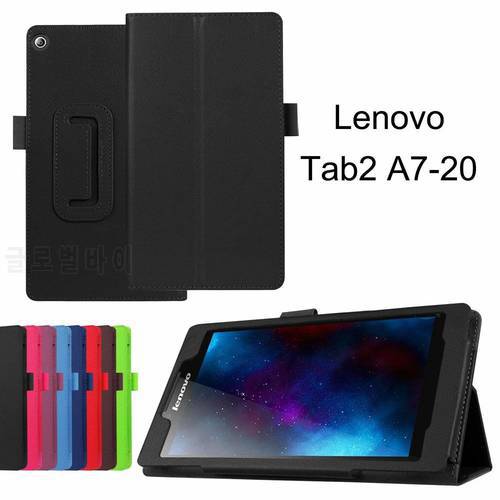 Funda for Lenovo Tab 2 A7-10 A7-20 Case Folding Stand litchi Leather Cover for Lenovo TAB2 7inch A7-10f A7-20f Tablet Case Glass