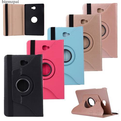 Case For Samsung Galaxy Tab A A6 10.1 2016 T585 T580 T580N Flip PU Leather Stand 360 Rotating Litchi Tablet Protector Shell+Film
