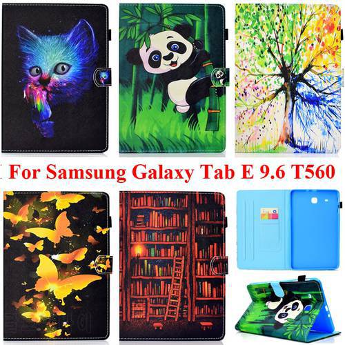 Stand Cover For Samsung Galaxy Tab E 9.6 inch T560 T561 Soft TPU Silicone Case Protector with Card Slot Pocket Anti knock Pouch