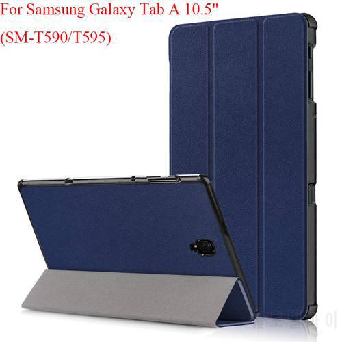 For Samsung Galaxy Tab A 10.5 2018 SM-T590 SM-T595 T590 T595 Tablet Case Custer Garin Tri-Fold Smart Cover with auto sleep wake