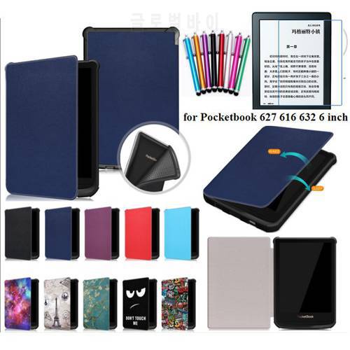 gligle sleep/wake up case cover for Pocketbook 617 627 616 632 case for PocketBook Touch Lux 4/Basic Lux 2/3+stylus+screen film