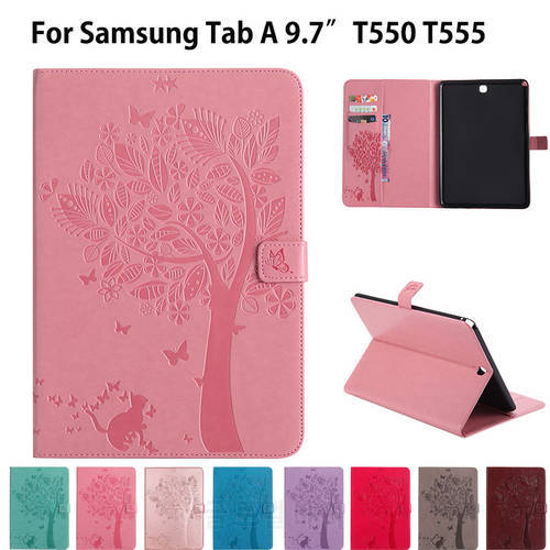 SM-T555 High quality PU leather Stand Case For Samsung Galaxy Tab A 9.7 inch Cover T555 T550 SM-T550 Funda Tablet Flip Cases