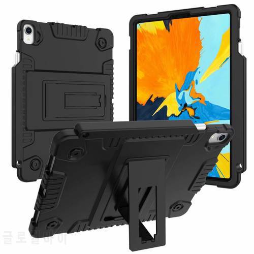 Heavy Duty PC+Silicon Protective Kickstand Shock-Absorption/High Impact Resistant Armor Case for iPad Pro 11