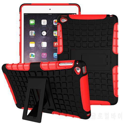 7.9 Case cover For Apple iPad Mini 4 Case Silicone & PC Shockproof Combo Hybrid Rugged Dual Layer Grip Cover Case w/ Kickstand