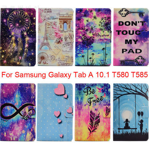 SM-T580 Bag Pouch Soft TPU Silicone Cover For Samsung Galaxy Tab A 10.1 inch T585 Case Shell With Tower Bird Feather Heart Print