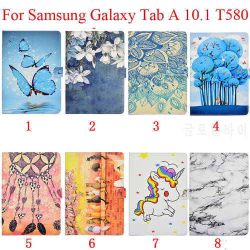 For Samsung Galaxy Tab A 10.1 2016 T580 Stand Case Cover Shell Skin SM-T580 SM-T585 T580N T585N Bag Protector Cat Horse Printing