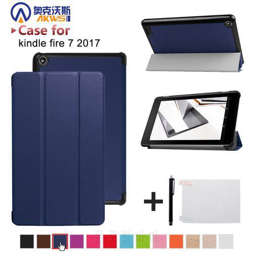 Folio Case for Kindle Fire 7 inch Tablet Stand PU Leather Cover for Fire HD7 7th 9th Gen Tablet Funda Capa Gift