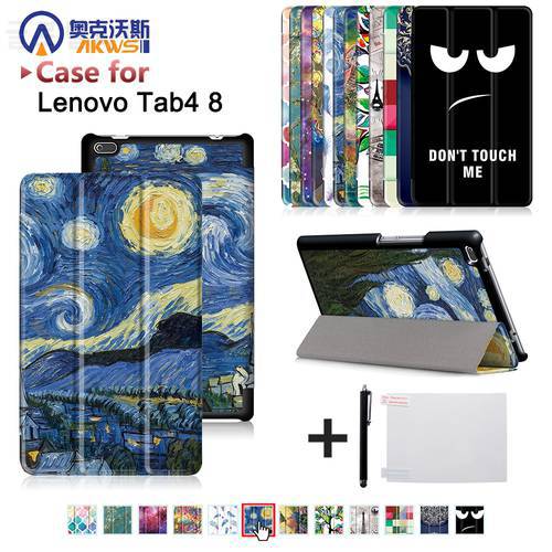Folio Cover Case for Lenovo Tab 4 TB-8504F TB-8504N 8 inch Tablet 2017 Stand PU Leather Protective Funda