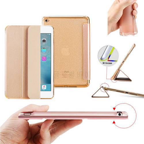 Nice Soft silicone back magnetic smart pu leather case for apple ipad 2 3 4 cover slim thin flexible protective tpu case