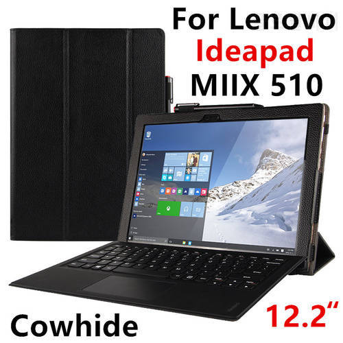 Case Cowhide For Lenovo Ideapad Miix 510 Protective Smart cover Genuine Leather Tablet For MIIX 5 Protector 12.2