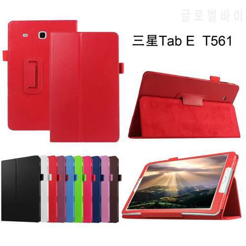Free shipping Book Style Flip Pu leather case cover with stand and mix color for Samsung galaxy tab E 9.6&39&39 T560 Tablet case