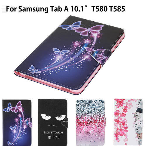 SM-T585 Fashion Cat Print Case Cover For Samsung Galaxy Tab A A6 10.1 2016 T580 T585 SM-T580 Case Funda Tablet PU Leather Shell