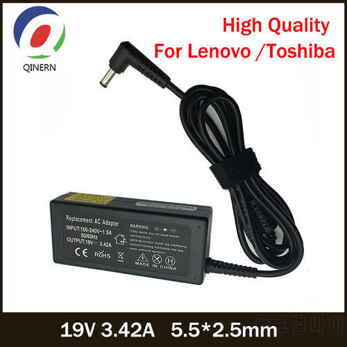 QINERN 19V 3.42A 65W 5.5*2.5mm AC Laptop Charger Adapter For for Asus X401A X550C A450C Y481 X501LA X551C V85 A52F X555 / TOSHIB