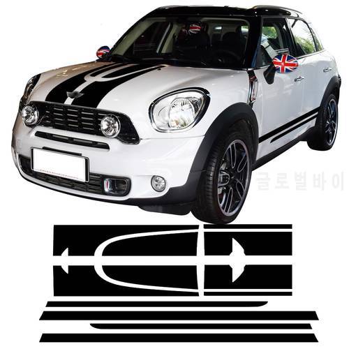 Car Styling Side Racing Stripes Hood Rear Engine Cover Trunk Body Kit Decal Sticker for BMW MINI Cooper Countryman R60 2013-2016