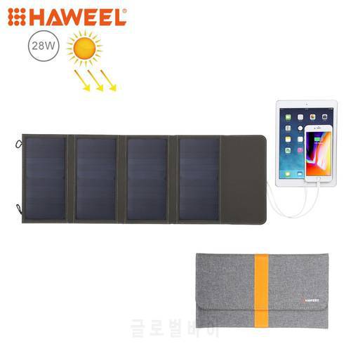 HAWEEL14W/21W/28W Foldable Solar Panel Charger with 5V/ 2.1A/2.9 Max Dual USB Ports Portable Travel Solar Powered Panel