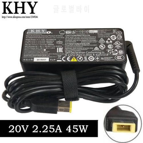Original 20V 2.25A 45W 3pin AC Adapter charger For Lenovo G40-30/45/70 ThinkPad YOGA 11E/11S/12/14/15 YOGA 260/370/460/500series