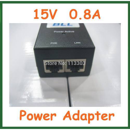 AC 100V-240V to DC 15V 0.8A RJ45 Connector Charger POE Power Over Ethernet Power Supply Adapter
