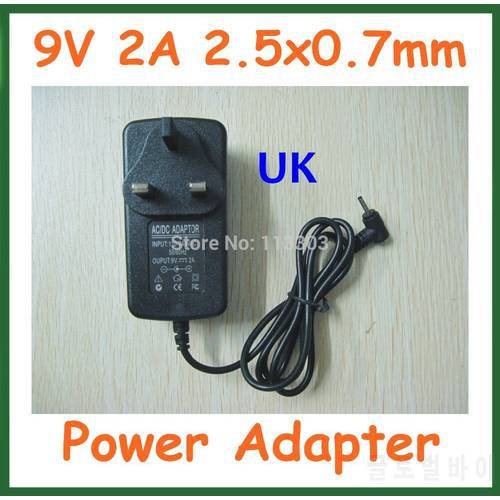 10pcs Power Supply Adapter UK Plug 9V 2A 2.5mm / 2.5x0.7mm Charger for Tablet PC Aoson M19 M11 Chuwi V3 Pipo M2 M3 M8 M8 3G