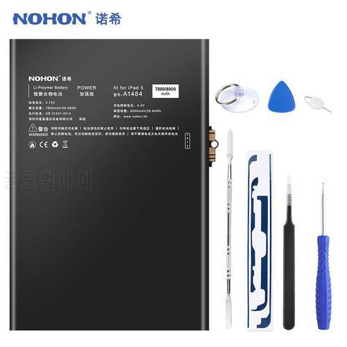 Original NOHON A1474 Battery For iPad 5 Air A1484 A1475 iPad5 8927mAh Replacement Bateria Lithium Polymer Batarya Free Tools