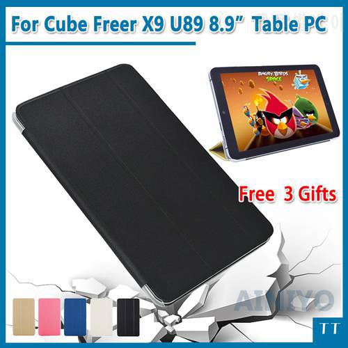 High quality Ultra-thin PU cover Case For ALLDOCUBE/CUBE Freer X9 U89 8.9 inch Tablet PC + free 3