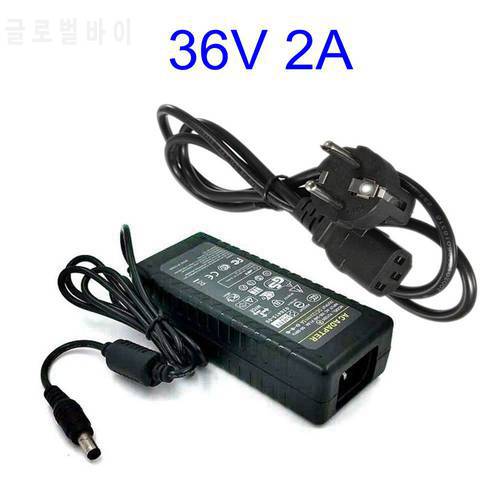 36V 2A 72W AC DC Adapter Charger For 5050 3528 LED Light CCTV 36V2A Switch Power Supply 5.5*2.5/2.1mm With AC Cable Cord