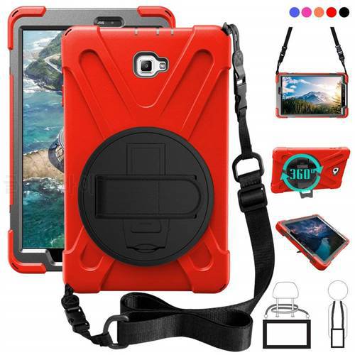 For samsung galaxy tab a 10.1 case T580, Heavy Duty Armor Cover With Hands Strap Shoulder Belt For Galaxy Tab A 10.1 T585 T580