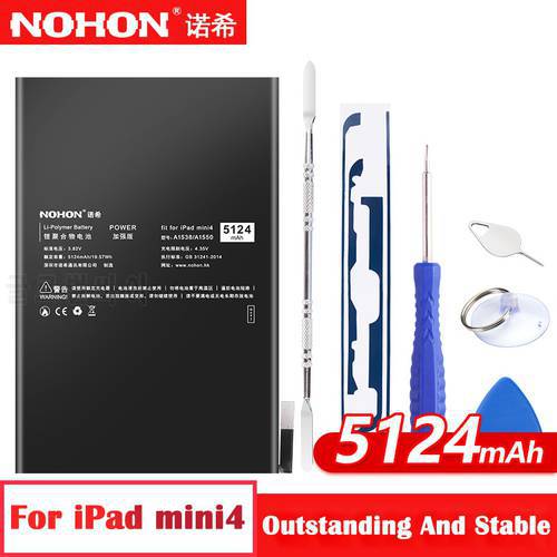 Original NOHON A1538 Battery For iPad Mini 4 Mini4 A1546 A1550 5124mAh High Capacity Lithium Polymer Bateria + Free Tools