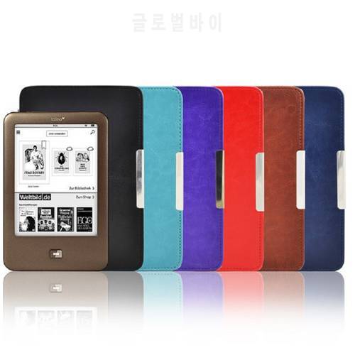 Flip leather cover for e-book Reader For Tolino Shine 1 e book reader 6 inch case Free shipping