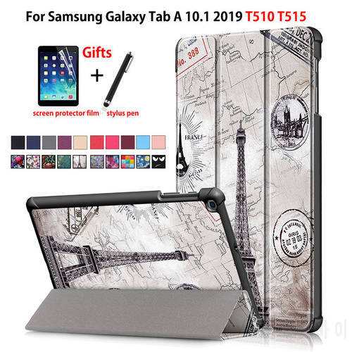 Case For Samsung Galaxy Tab A 10.1 2019 T510 T515 SM-T510 SM-T515 Cover Funda Slim Magnetic Folding PU Leather Stand Shell +Gift