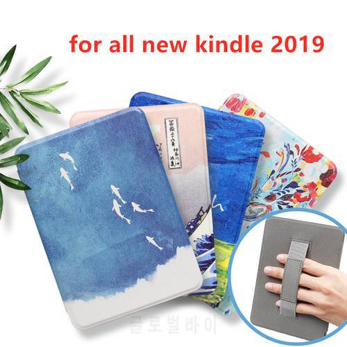 For Kindle 10th Painted Slimshell with Hand Strap Premium Smart Case for Kindle 10th J9G29R 2019 Magnetic Protective Cover