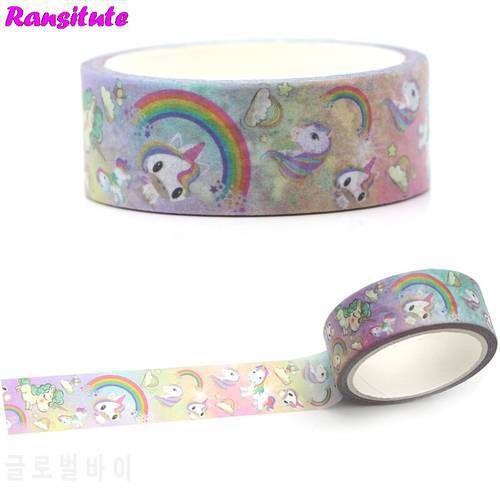 Ransitute R366 Rainbow Horse Washi Tape Manual DIY Color Decorative Paper Tape Hand Account Sticker Student Supplies
