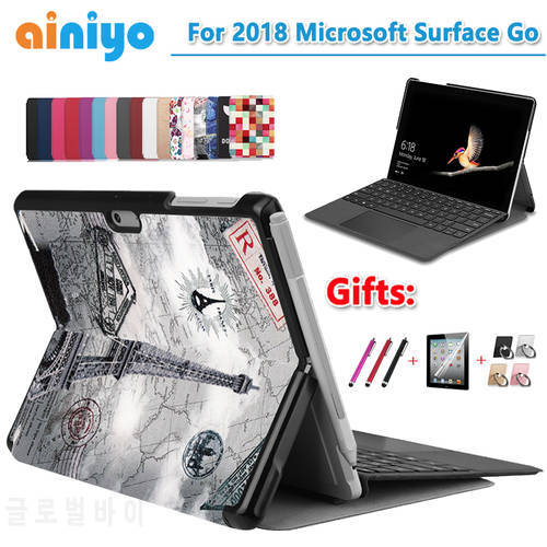 high quality Case For Microsft Surface Go 10 inch Folding Stand PU Leather protective case cover for Surface Go 2 Go2 + film