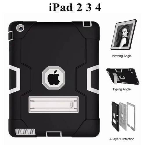 New Armor Case For iPad 2 3 4 Funda Kids Safe Heavy Duty Silicone Hard Cover For Apple ipad 234 9.7 inch Tablet Case+film+pen