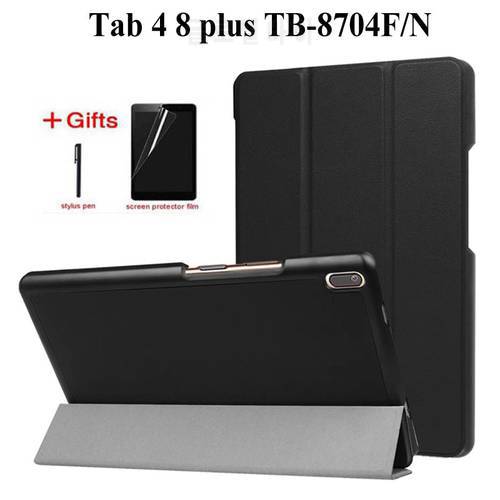 Slim Magnetic PU Leather Case for lenovo tab 4 8 Plus TB-8704x TB-8704F Tablet cover for lenovo Tab 4 8 plus case+film+Pen