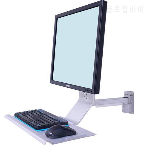 Industrial 14-27inch LCD Monitor Wall-mounted Display Pc Screen Wall Mount + Keyboard Tray+ Mouse Tray Mount Computer Bracket