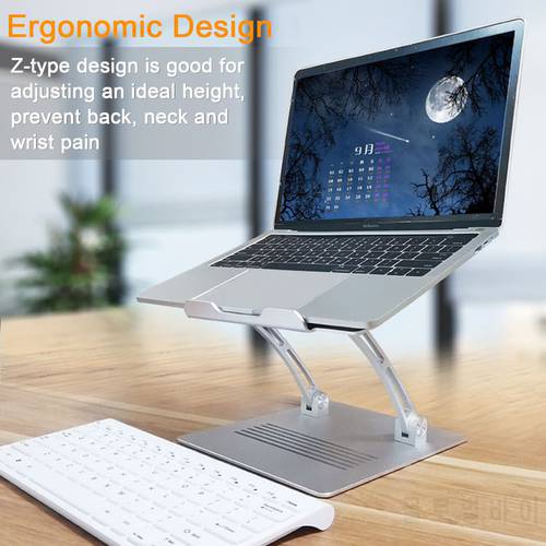 Folding Laptop Stand Height Adjustable Aluminum Laptop Holder with Notebook Cooling Function for All Laptops Macbook 11-17 inch