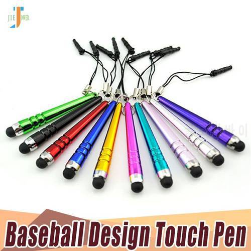 1000pcs/lot Baseball Metal Mini Capacitive Touch Pen with Dustproof Plug for Ipad IPhone Samsung Galaxy Tablet HTC Wholesale