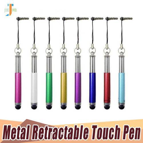 500pcs/lot Colorful Bullet Retractable Stylus Capacitive Touch Pen for Iphone Ipad for Android Mobile Phones Tablet PC Wholesale
