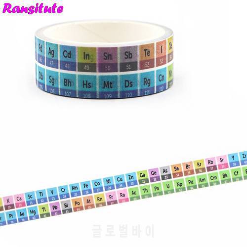 Ransitute R663 Periodic Table Fashion Washic Paper Tape Manual DIY Decorative Paper Tape School Supplies Decoration Tools Gifts