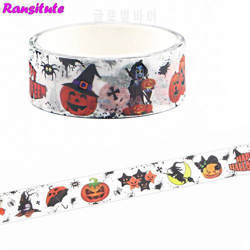 Ransitute R665 Halloween Horror Washi Tape DIY Japanese Hand Sticker Fashion Book Lace Mask Decorative Tape Gifts