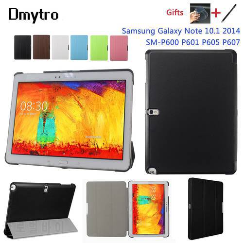 Smart Case For Samsung Galaxy Note 10.1 2014 Edition SM-P600 P601 P605 P607 Tablet Cover Case Auto Sleep/Wake Up Two Free Gifts