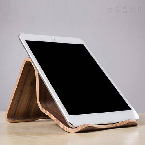 SAMDI Tablet Computer Stand Lazy Wooden Phone Bracket Office Desk Top Bedside Tablet PC iPad Base Bracket Holder