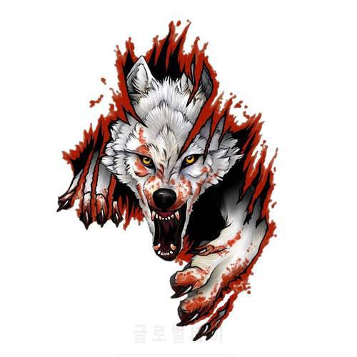 Angry Wolf Personality Sticker 4*6inch Cool Wolf Reflective Sticker Decal For Motorcycle Car Laptop Computer Travel Suitcase