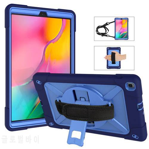 Shockproof Armor Tablet Case For Samsung Tab A10.1 SM-T510 SM-T515 2019 Cover Heavy Protective Shoulder Strap Tablet Stand Case