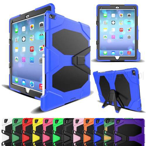For iPad Pro 12.9 Case 2017 2015 Cover Silicone Shockproof Heavy Duty Kickstand Hand brace 3 Layer Hard Full Body Protector